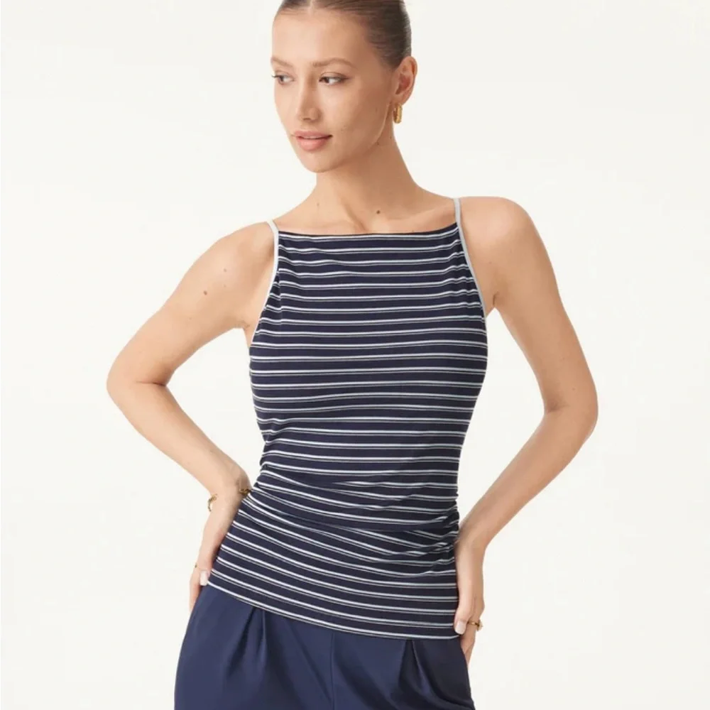 NWT OGL Striped Side Ruched Top - Picture 3 of 5